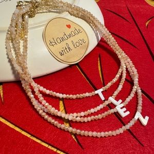 Crystal pearl letter necklace